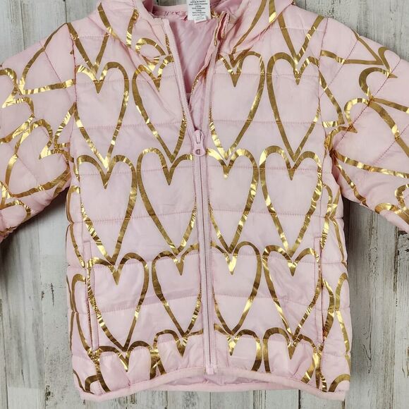 Okie Dokie Puffer Coat Pink Hearts Size 3T - Picture 4 of 7